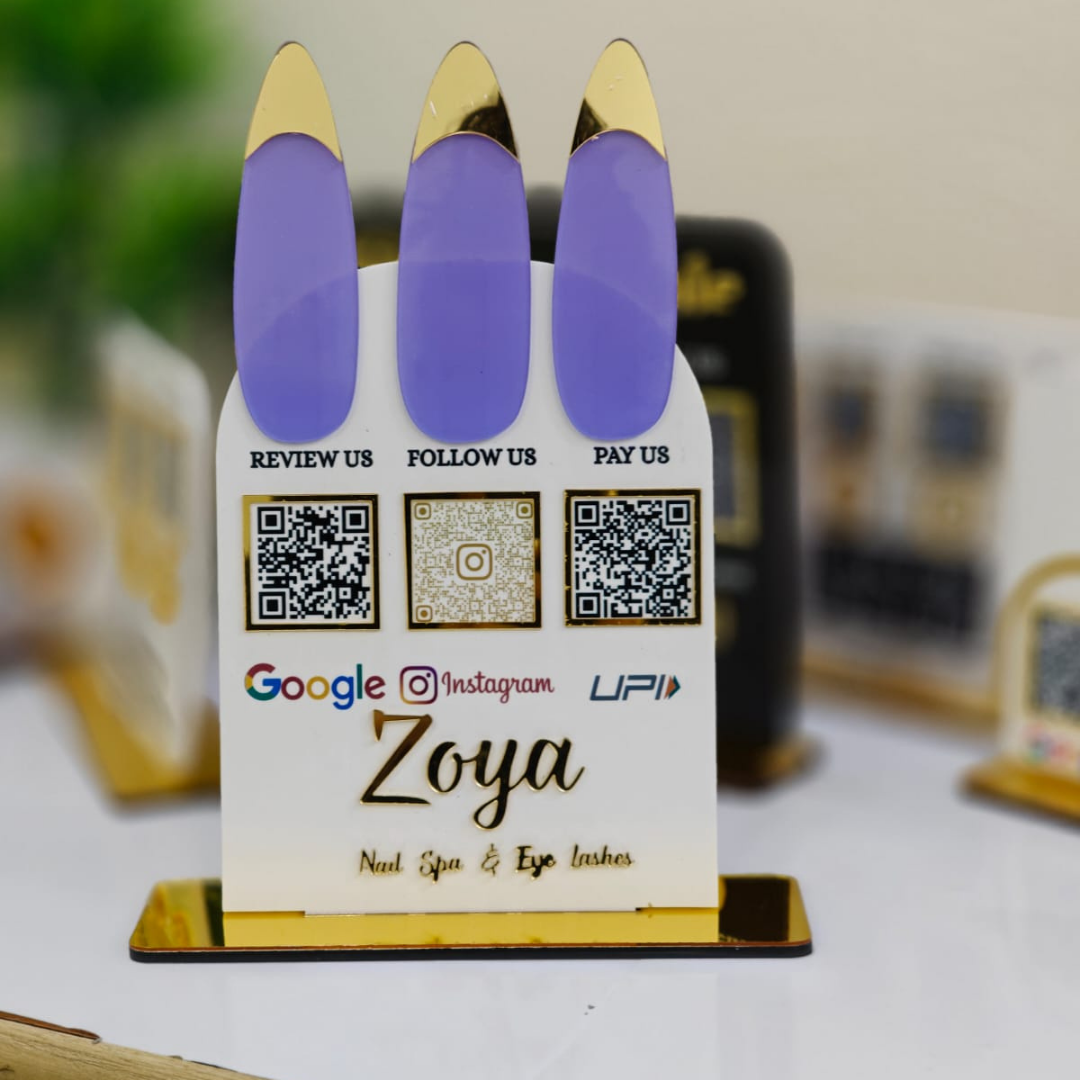 3QR STANDEE |CUSTOMISED QR STANDEE FOR NAIL STUDIO | NAILASHES