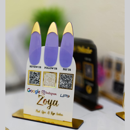 3QR STANDEE |CUSTOMISED QR STANDEE FOR NAIL STUDIO | NAILASHES
