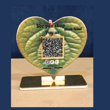 Customized Pan Leaf Shape QR Acrylic Standee