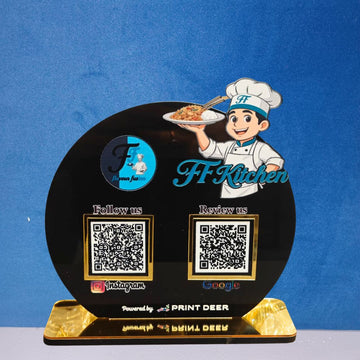 Customized 2-QR Acrylic Smart Tabletop Standee for Restaurants