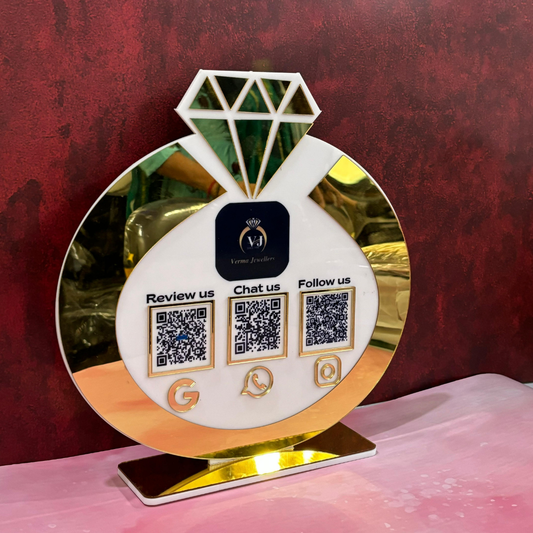 3QR| CUSTOMISED DIAMOND SHAPE QR STANDEE FOR JEWELLERS