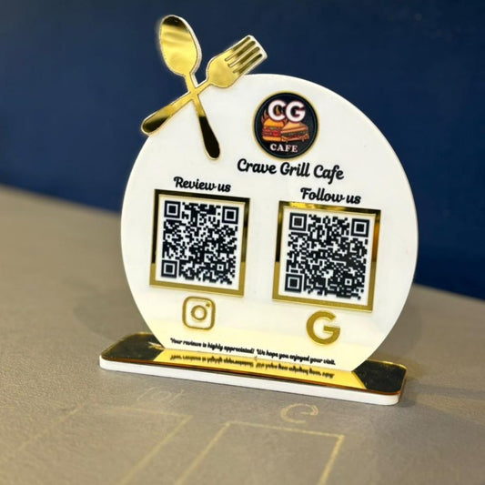 2 QR Spoon Cutout Smart Tabletop Standee For Restaurants