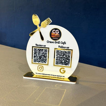 2 QR Spoon Cutout Smart Tabletop Standee For Restaurants